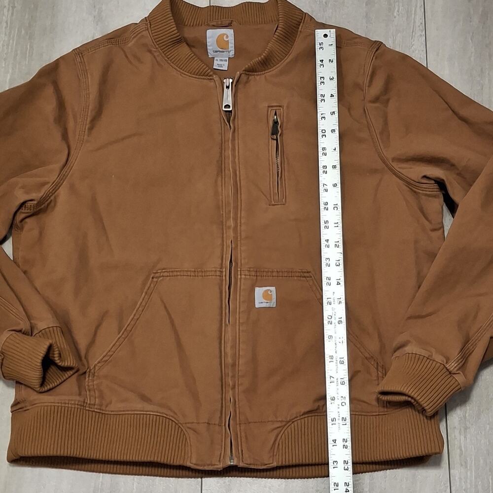 Carhartt Women’s Jacket Brown Crawford Canvas Bomber XL 16/18 Full Zip Relaxed - Picture 3 of 7